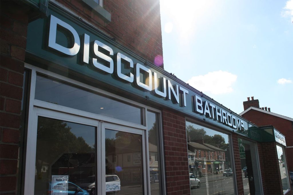 Discount Bathrooms - built up 3d stainless steel letters
