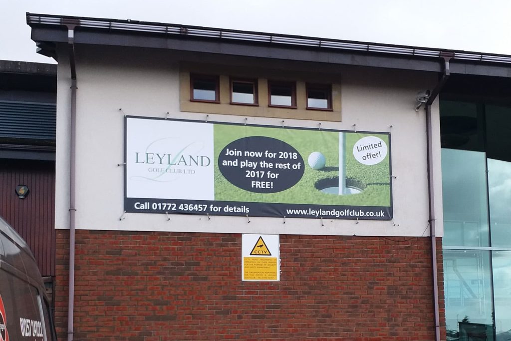 Leyland Golf - digitally printed one-sided PVC banner.