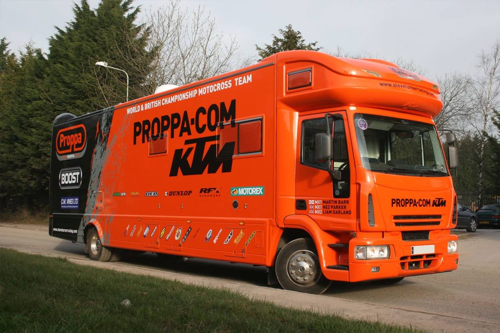 Proppa - full wrap in orange black colour change vinyl with cut and digitally printed graphics